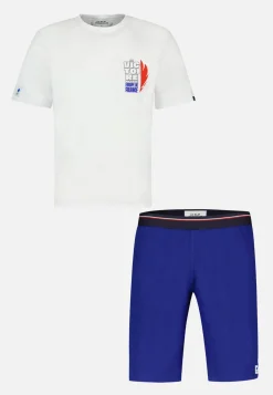 Le slip français Ensembles De Pyjamas|Ensemble De Pyjamas<Ensemble pyjama t-shirt et short en coton-Ensemble Pyjama Equipe de France Indigo Blanc