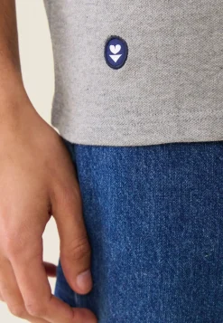 Le slip français Hauts|Broderie 🪡<Polo en piqué de coton-Polo Chiné Gris
