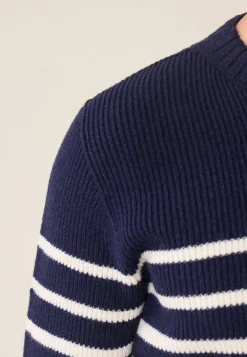 Le slip français Pulls|Hauts<Pull Homme en laine Française-Louis Marinière Marine Blanc