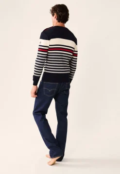 Le slip français Pulls|Hauts<Pull Homme LSF x Armor Lux-Le Creac'h-Marine Rouge Gris Blanc