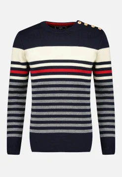 Le slip français Pulls|Hauts<Pull Homme LSF x Armor Lux-Le Creac'h-Marine Rouge Gris Blanc