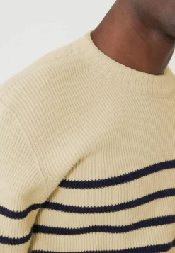 Le slip français Pulls|Hauts<Pull mixte en laine française-Lude Marinière Ecru Marine Blanc