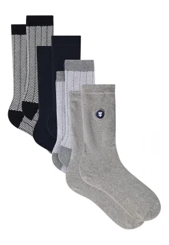 Le slip français Chaussettes En Coton|Chaussettes En Coton<Quatro de chaussettes mi-hautes en coton-Lucas Quatro Bleu