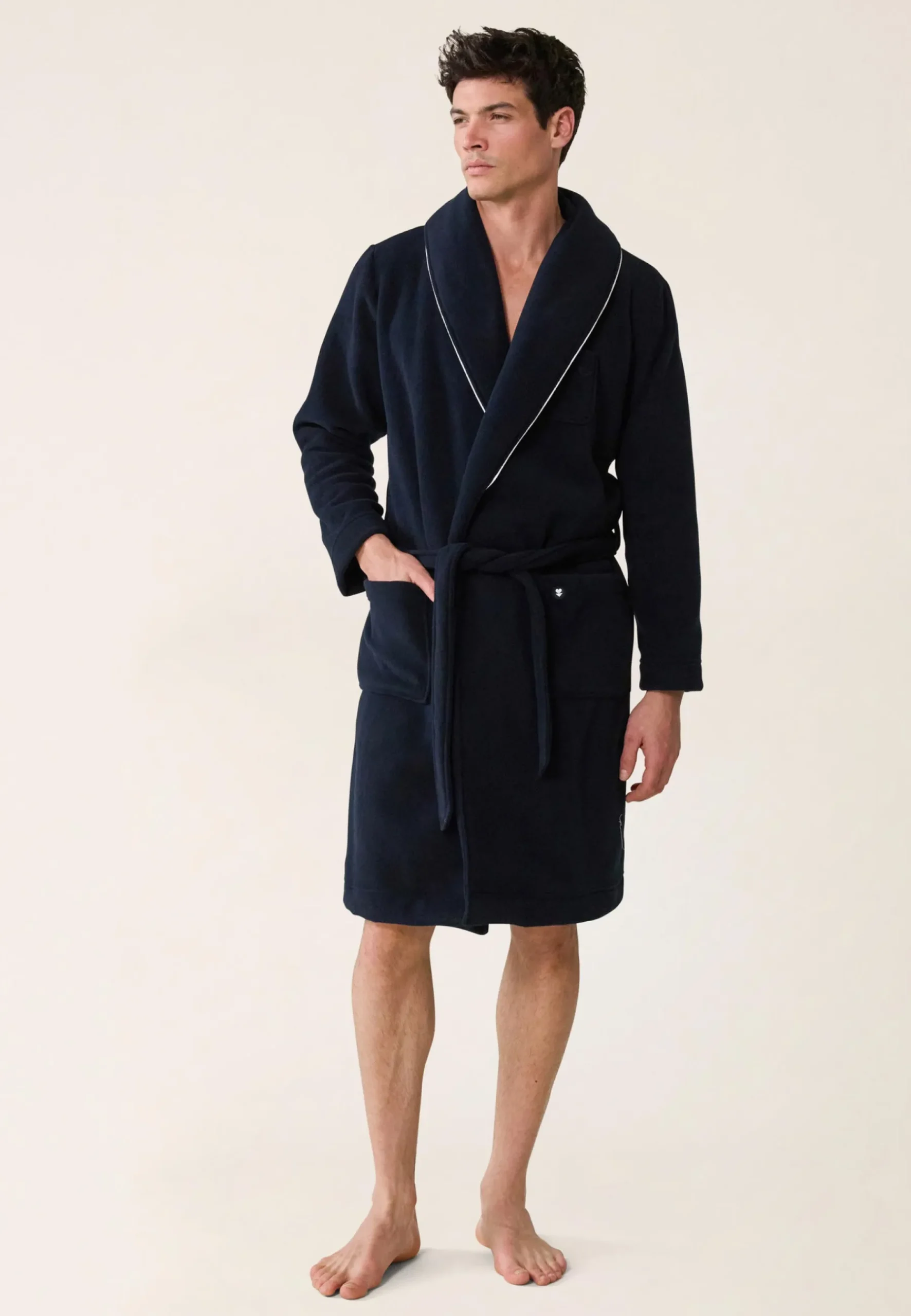 Le slip français Hauts De Pyjamas|Hauts De Pyjamas<Robe de chambre col châle-Devy Marine Bleu