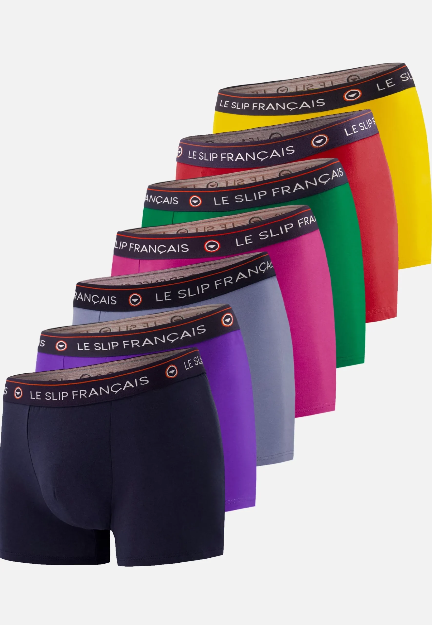 Le slip français Collection Cadeaux|Packs De Boxers<Sept boxers en coton-Pack Semainier Boxer Redoutable Marine Velours Jean Betterave Epicéa Rouge Cire Bleu