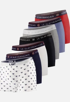 Le slip français Collection Cadeaux|Packs De Boxers<Sept boxers en coton-Pack Semainier Boxer Redoutable Marine Noir Gris Bleu Jean Rouge Marius Petit Cœur Marine Blanc