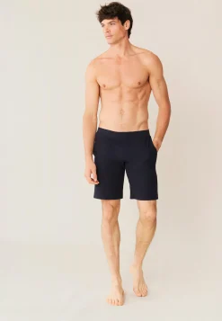 Le slip français Bas De Pyjamas|Bas De Pyjamas<Short de pyjama en coton texturé-Marc Olivier Marine Bleu