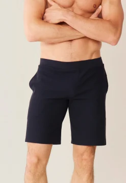 Le slip français Bas De Pyjamas|Bas De Pyjamas<Short de pyjama en coton texturé-Marc Olivier Marine Bleu