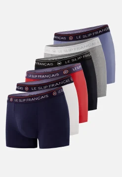 Le slip français Collection Cadeaux|Packs De Boxers<Six Pack boxers en coton-Pack 6 Boxer Redoutable Noir Marine Rouge Cerise Gris Chiné Bleu Jean Blanc