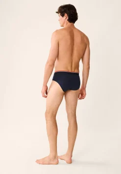 Le slip français Broderie 🪡|Slips<Slip échancré en coton-Jeff Marine Bleu