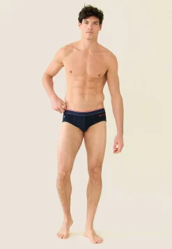 Le slip français Slips|Slips<Slip en coton brodé-Terrible Marine Cœur Papa Bleu