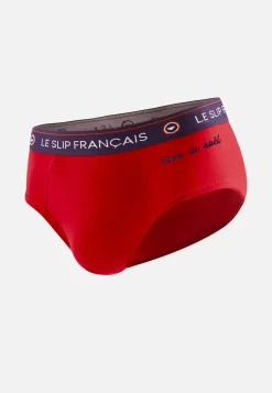 Le slip français Collection Cadeaux|Slips<Slip en coton-Intrepide Cerise Buche De Noel Rouge
