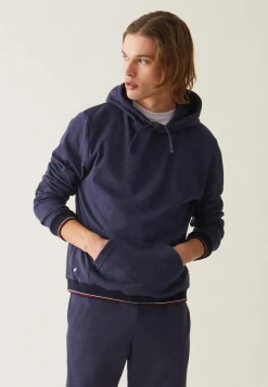 Le slip français Hauts<Sweat-shirt à capuche en piqué recyclé double face-Lazlo Marine Bleu