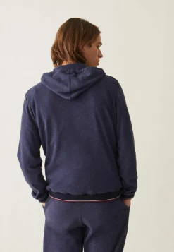Le slip français Hauts<Sweat-shirt à capuche en piqué recyclé double face-Lazlo Marine Bleu