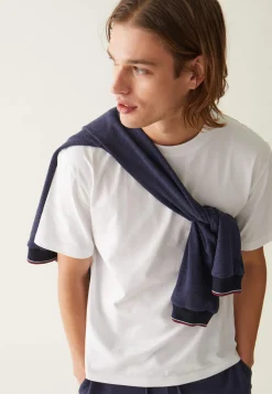 Le slip français Hauts<Sweat-shirt à capuche en piqué recyclé double face-Lazlo Marine Bleu