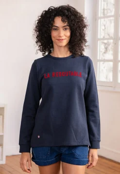 Le slip français Hauts<Sweat-shirt floqué en coton-La Cassandre Marine Bleu
