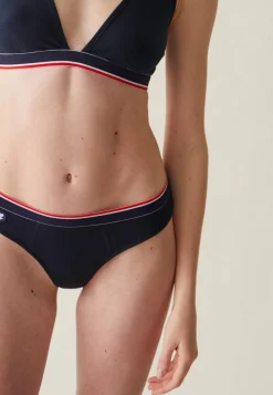 Le slip français Culottes|Broderie 🪡<Tanga en coton-Suzon Marine Bleu