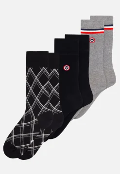 Le slip français Pack De Chaussettes|Packs De Chaussettes<Trio de chaussettes mi-hautes-Pack Trio Chaussettes Lucas Noir Tartan Gris