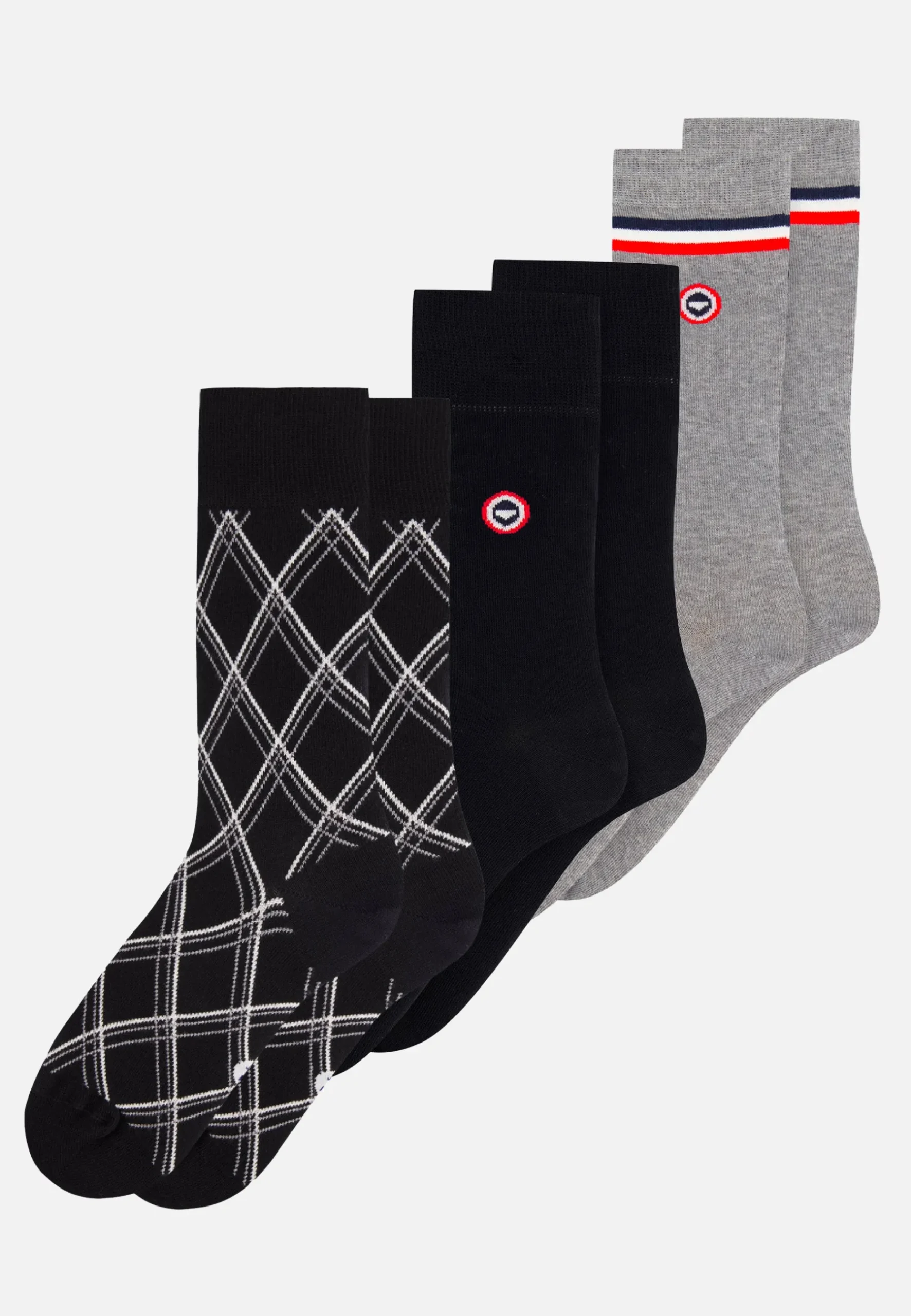 Le slip français Pack De Chaussettes|Packs De Chaussettes<Trio de chaussettes mi-hautes-Pack Trio Chaussettes Lucas Noir Tartan Gris