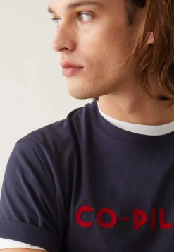 Le slip français Hauts<T-shirt col rond en coton-Jean-F Copilote Bleu