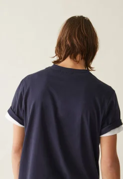 Le slip français Hauts<T-shirt col rond en coton-Jean-F Copilote Bleu