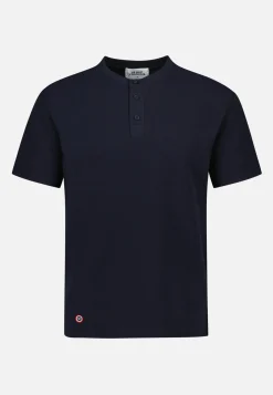 Le slip français Hauts De Pyjamas|Hauts De Pyjamas<T-shirt de pyjama en coton gaufré-Marc-André Marine Bleu