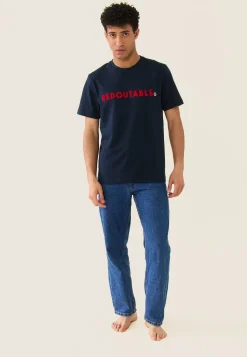 Le slip français Hauts<T-shirt mixte col rond en coton-Jean-P Redoutable Marine Bleu